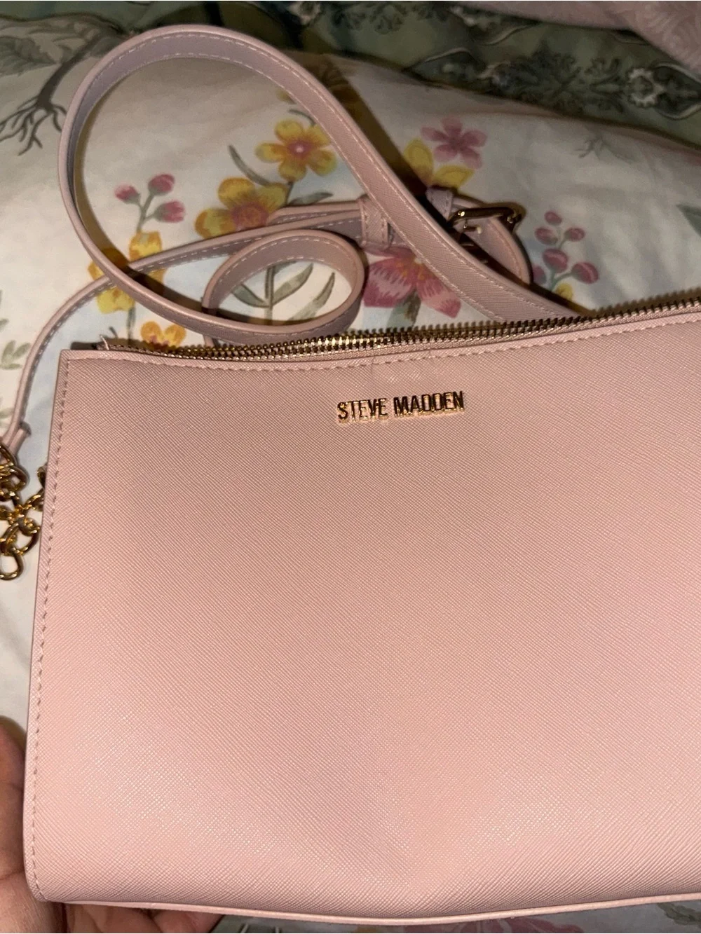 Steve Madden Light Pink Wristlet Clutch with Gold Logo